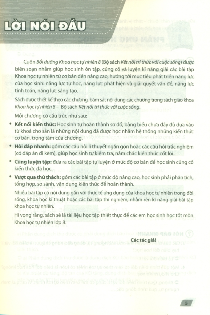 BỒI DƯỠNG KHOA HỌC TỰ NHIÊN LỚP 8 (Kết nối tri thức với cuộc sống)